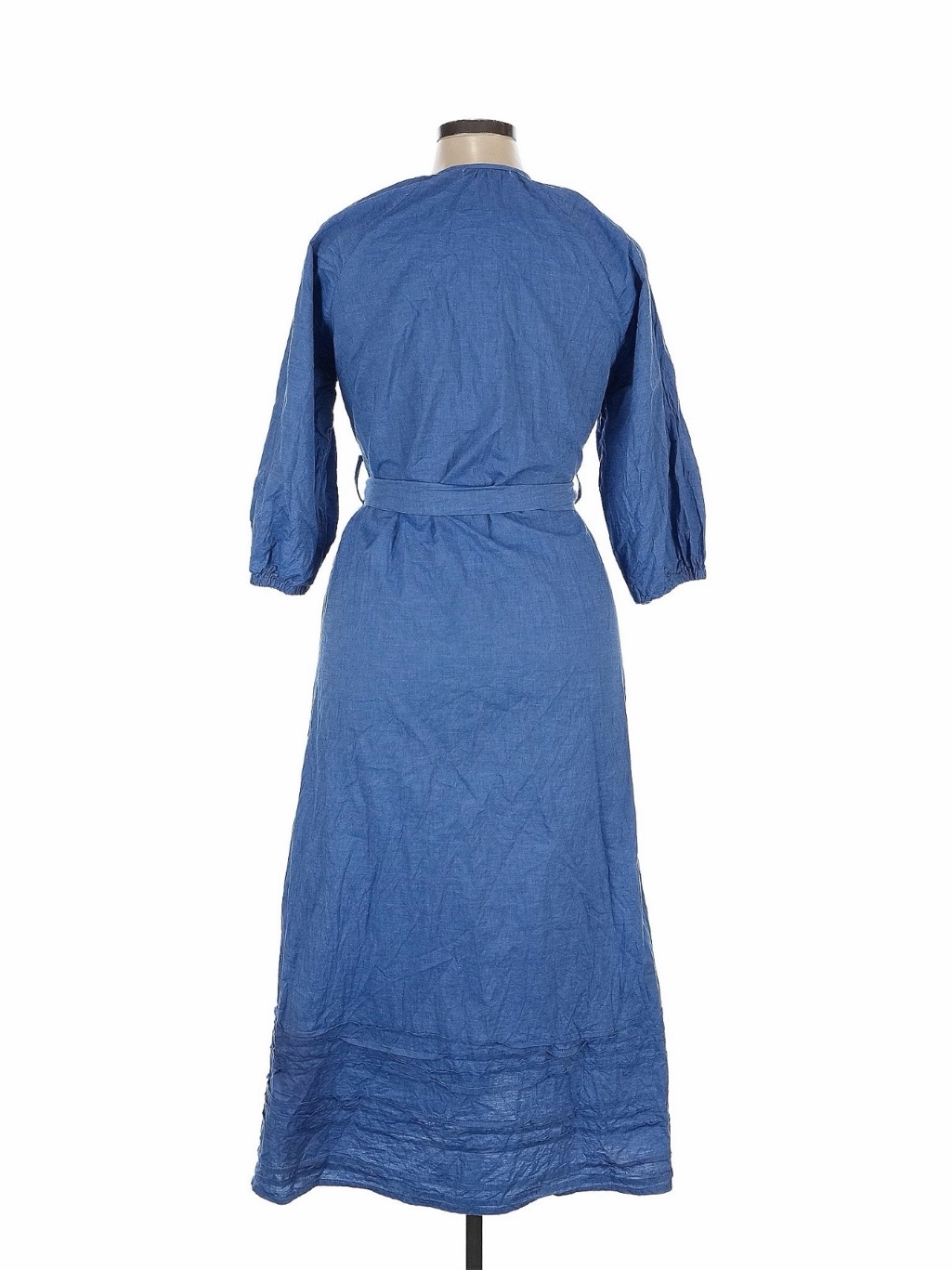 Blue V-Neck Belted Midi Dress — image 2 of 4